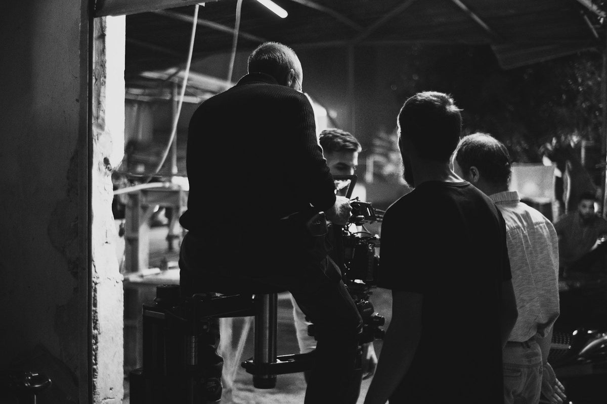 Photography production crew on set